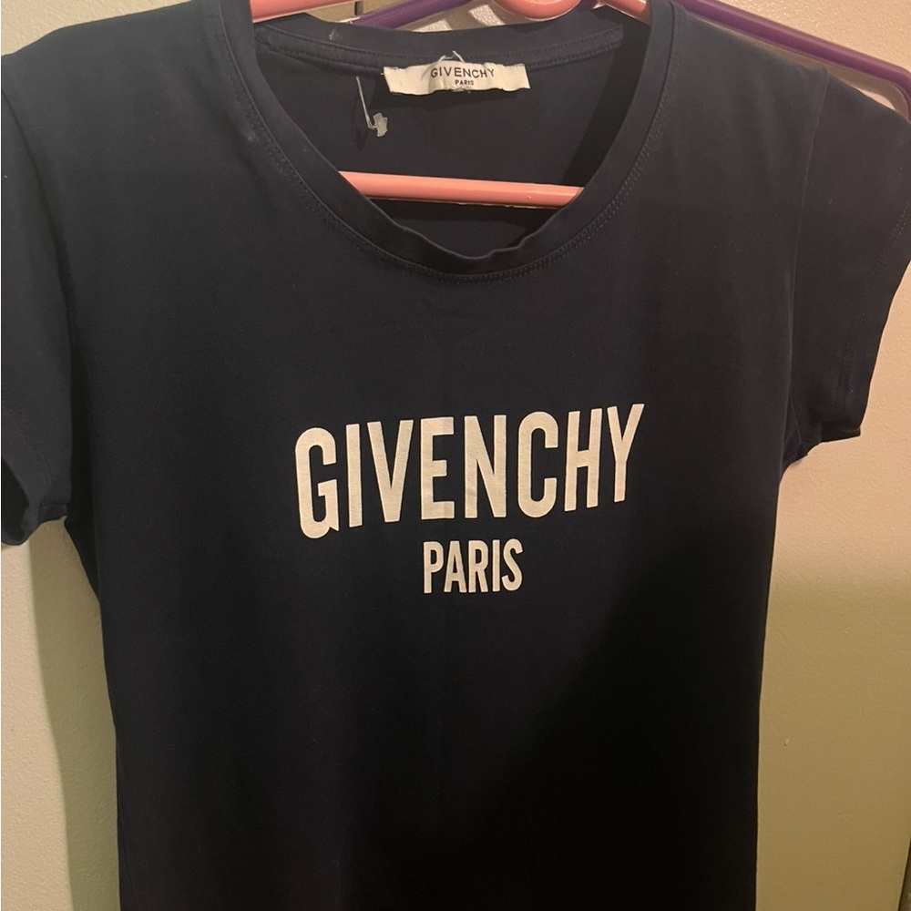 Givenchy Navy and White Logo Short Sleeve Tee